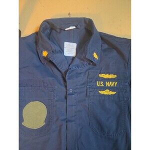 1997 US Navy Coveralls Jumpsuit 46R Commander O-5 Submarine Dolphins Jump Wings